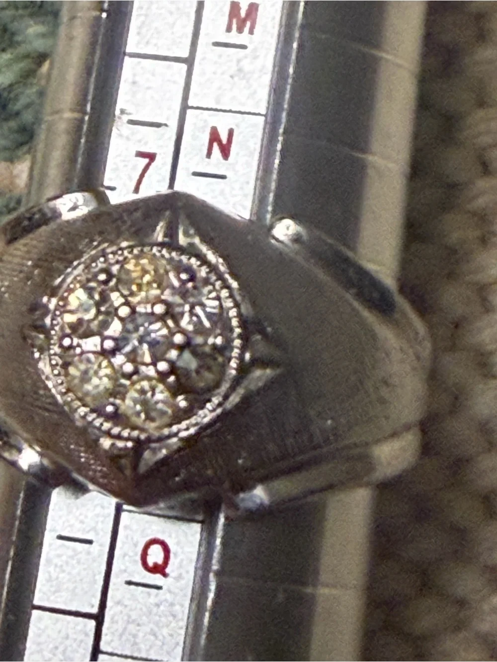 Vintage men's Art Deco style ring gold plated textured band, hallmarked